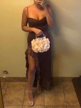 Nookie Rust/Brown Ruffle Slip Maxi Dress